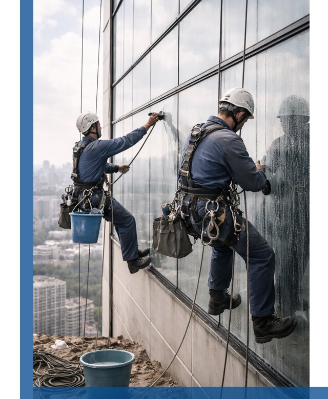 Профессиональная мойка фасадных окон альпинистами в Ахтубинске