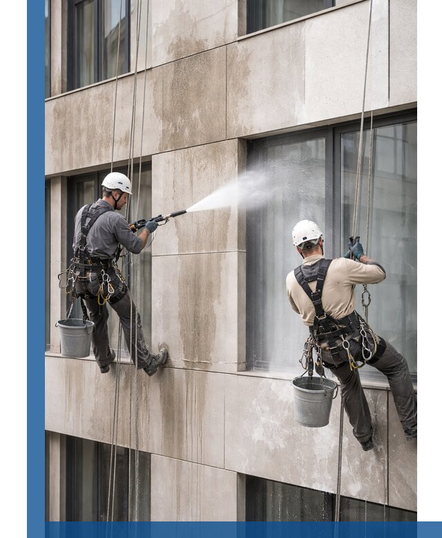 Послестроительная мойка фасада промышленным альпинизмом в Ахтубинске