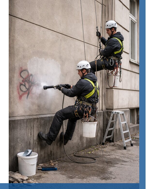 Удаление граффити с фасада в Ахтубинске от 4660 р. | ВЫСОТНИК-Хтб