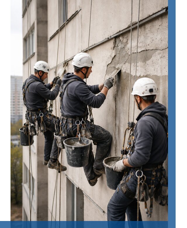 Ремонт бетонных элементов фасада в Ахтубинске от 2589 р. | ВЫСОТНИК-Хтб