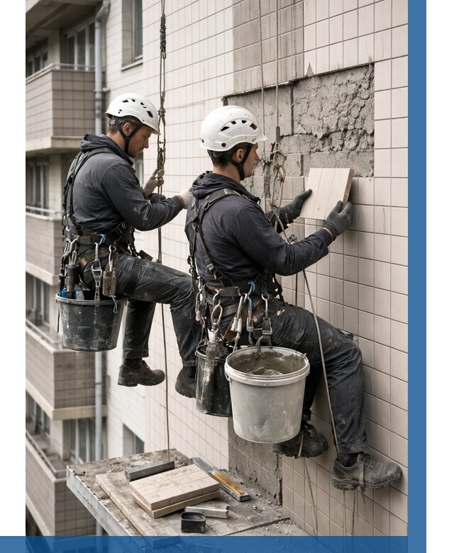 Ремонт облицовки фасада плиткой в Ахтубинске от 1864 р. | ВЫСОТНИК-Хтб