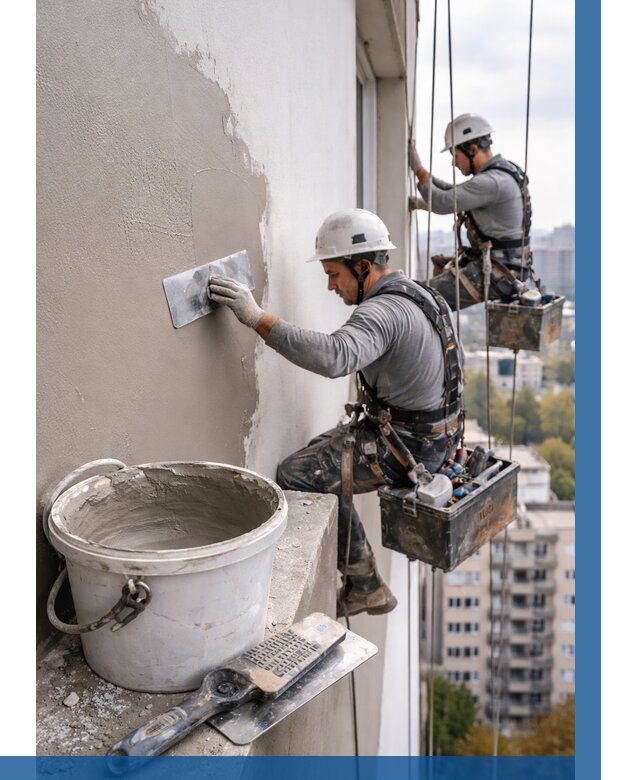 Шпаклевка фасада на высоте в Ахтубинске от 725 р. | ВЫСОТНИК-Хтб