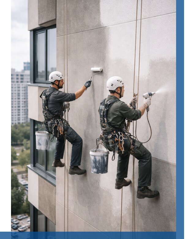 Покраска фасада альпинистами в Ахтубинске от 311 р. | ВЫСОТНИК-Хтб