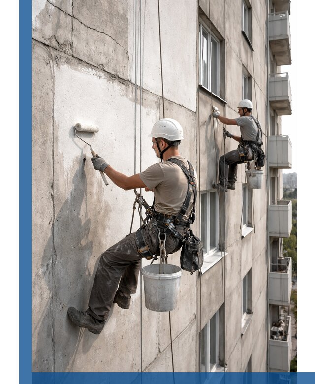 Покраска бетонного фасада в Ахтубинске для жилых и промышленных объектов