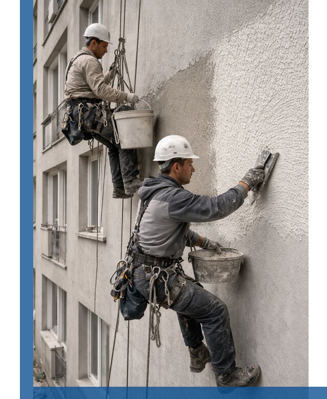 Нанесение декоративной штукатурки короед на фасад в Ахтубинске