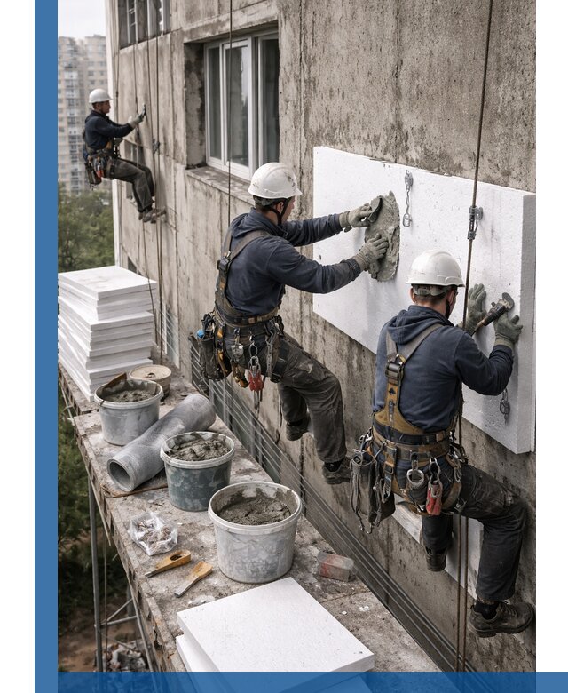 Утепление фасада пенополистиролом в Ахтубинске под ключ