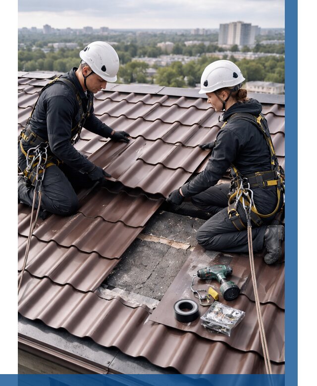 Ремонт металлочерепицы на крыше в Ахтубинске от 932 р. | ВЫСОТНИК-Хтб