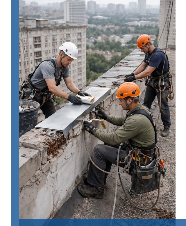 Ремонт парапета на кровле в Ахтубинске, высотные работы с гарантией