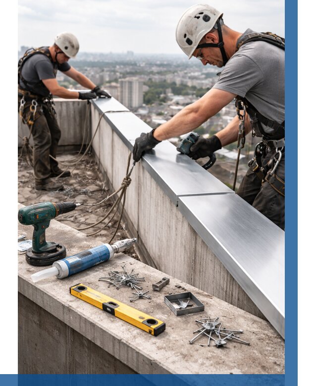 Монтаж парапетных крышек в Ахтубинске от 828 р. | ВЫСОТНИК-Хтб