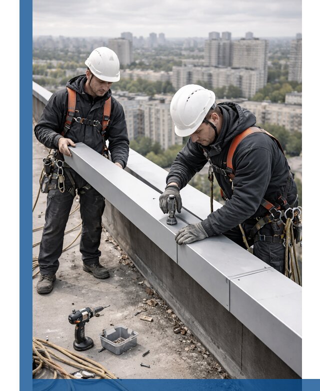 Монтаж парапетных крышек и ограждений кровли в Ахтубинске