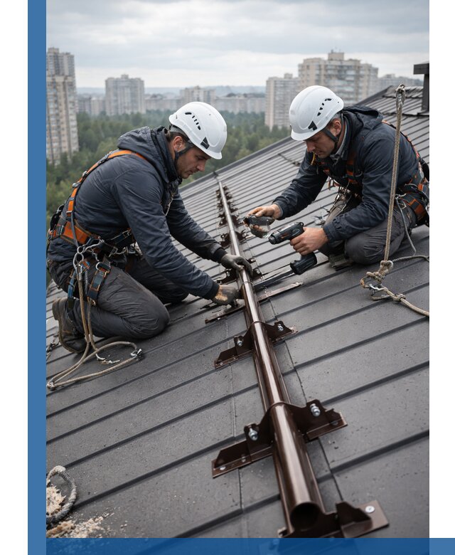 Монтаж снегозадержателей на кровле зданий в Ахтубинске под ключ