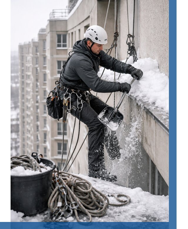 Очистка карнизов от снега в Ахтубинске от 311 р. | ВЫСОТНИК-Хтб