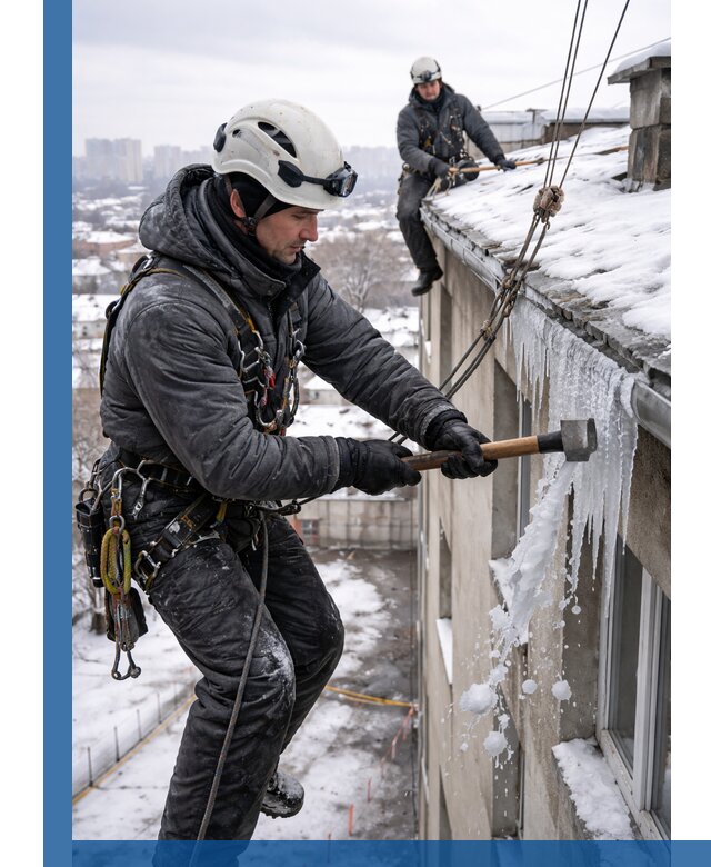 Сбивание и удаление сосулек с крыши в Ахтубинске безопасно