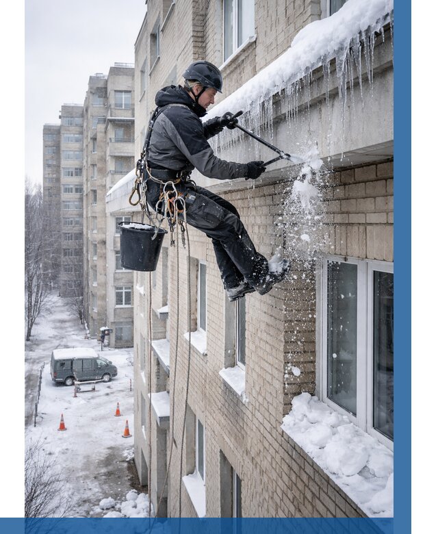 Удаление наледи с карнизов в Ахтубинске от 362 р. | ВЫСОТНИК-Хтб