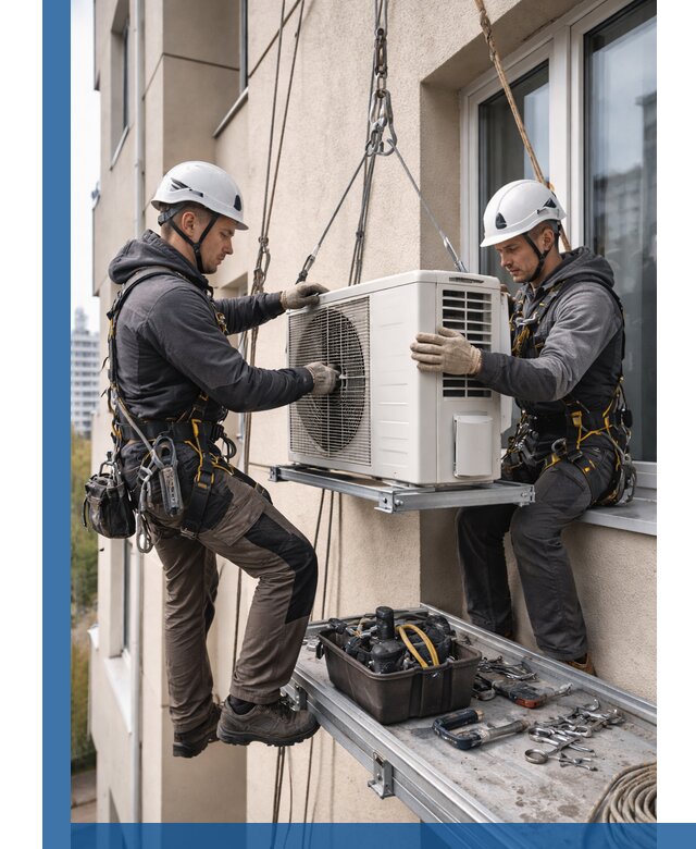 Перенос внешнего блока кондиционера в Ахтубинске с монтажом и крепежом