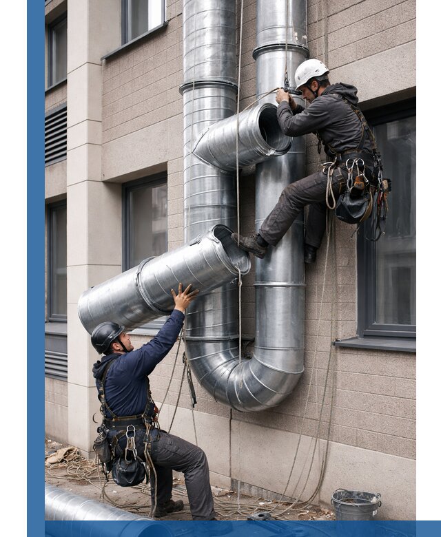 Монтаж фасадных воздуховодов в Ахтубинске с герметизацией и крепежом