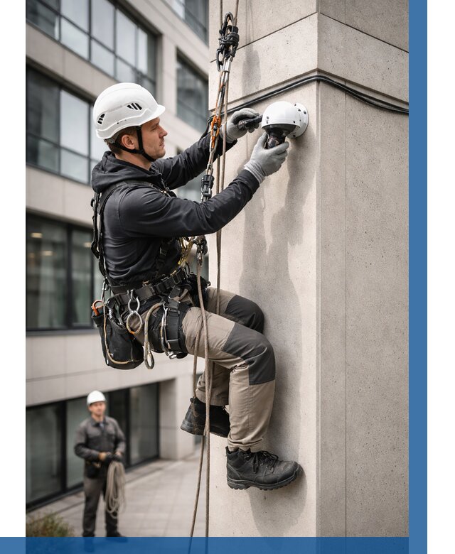 Монтаж камер видеонаблюдения на фасаде в Ахтубинске от 8802 р.-ВЫСОТНИК-Хтб