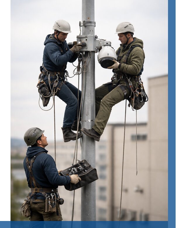 Установка видеокамер на мачте в Ахтубинске от 8802 р. | ВЫСОТНИК-Хтб