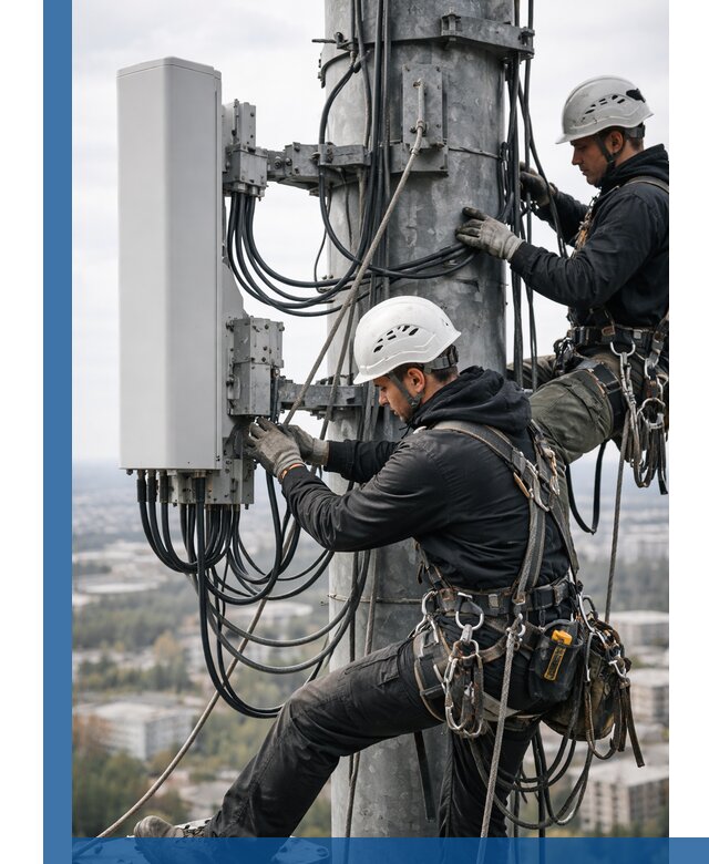 Монтаж оборудования связи на мачте в Ахтубинске с пусконаладкой