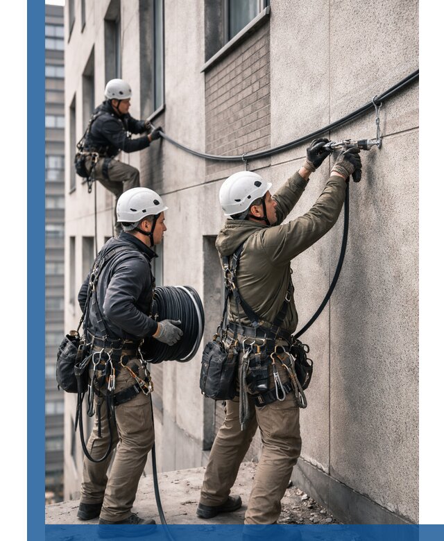 Прокладка кабеля по фасаду в Ахтубинске, профессиональный монтаж