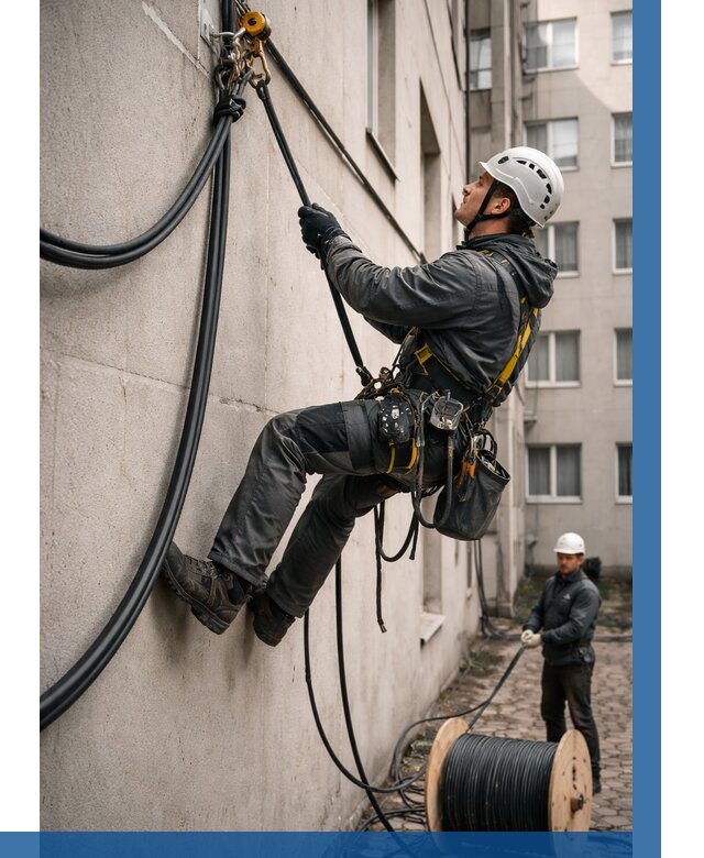 Протяжка кабеля питания на высоте в Ахтубинске от 466 р. | ВЫСОТНИК-Хтб