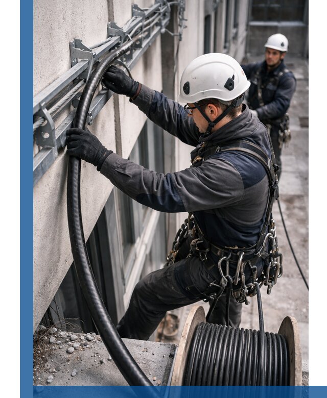 Протяжка кабеля питания на высоте в Ахтубинске с гарантией безопасности и качества