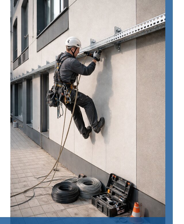 Монтаж кабельных лотков на фасаде в Ахтубинске от 1243 р. | ВЫСОТНИК-Хтб