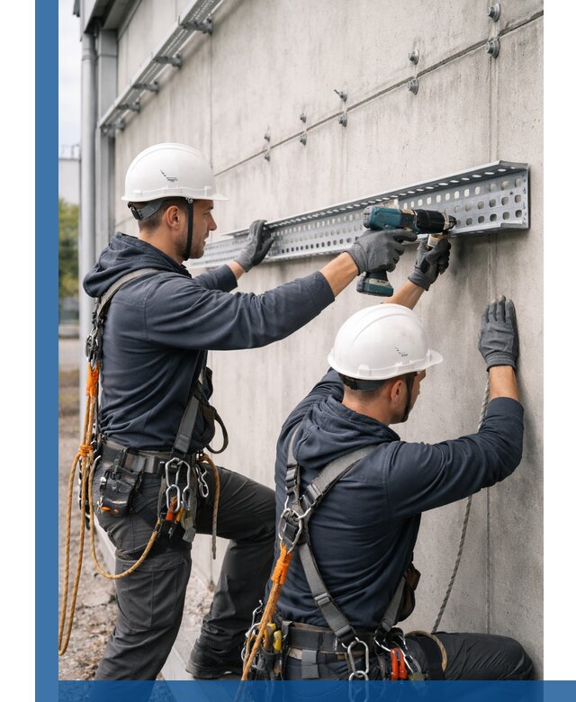 Монтаж кабельных лотков на фасаде зданий в Ахтубинске с гарантией