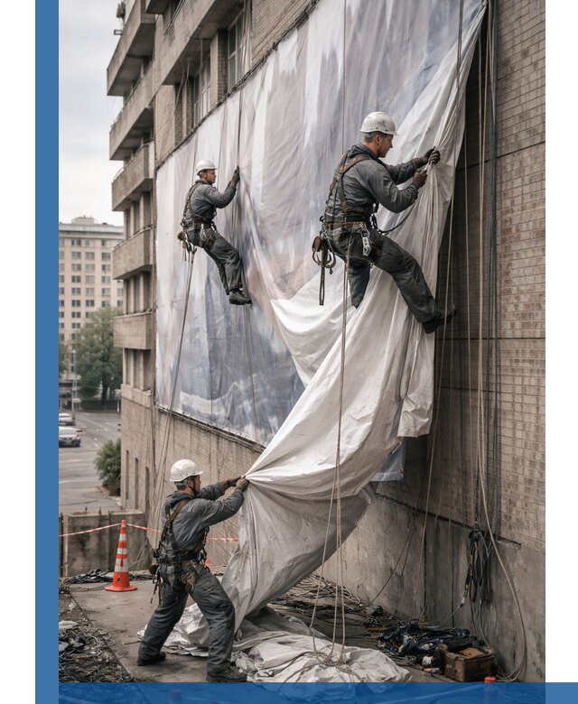 Демонтаж баннеров с фасада в Ахтубинске оперативно и безопасно