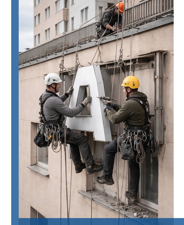 Ремонт и восстановление наружных вывесок на высоте в Ахтубинске