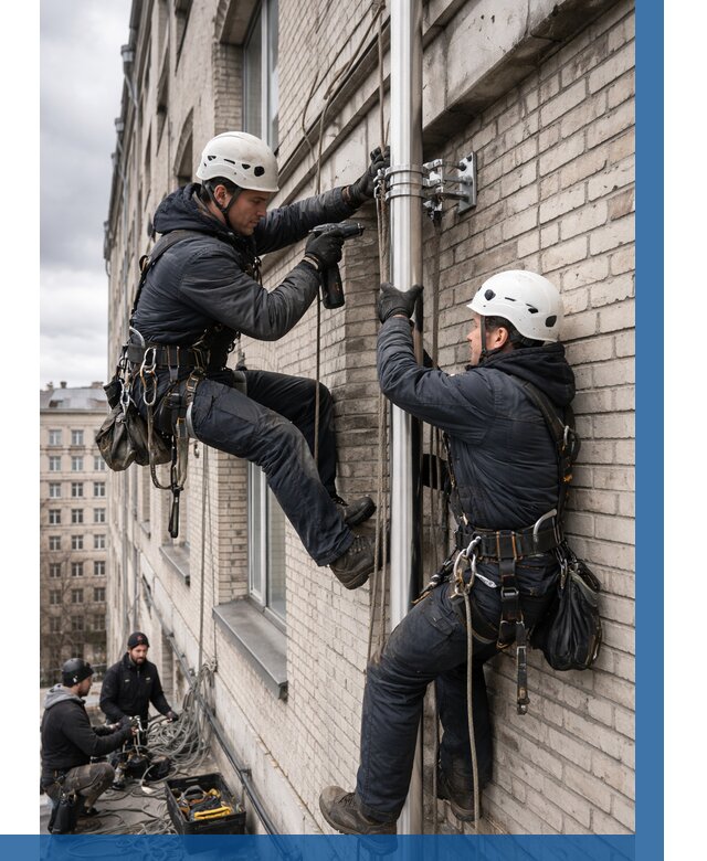 Монтаж флагштока на здании в Ахтубинске от 6731 р. | ВЫСОТНИК-Хтб