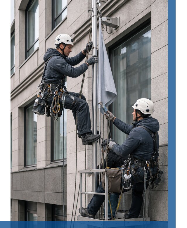 Установка флагов на фасаде в Ахтубинске от 4660 р. | ВЫСОТНИК-Хтб