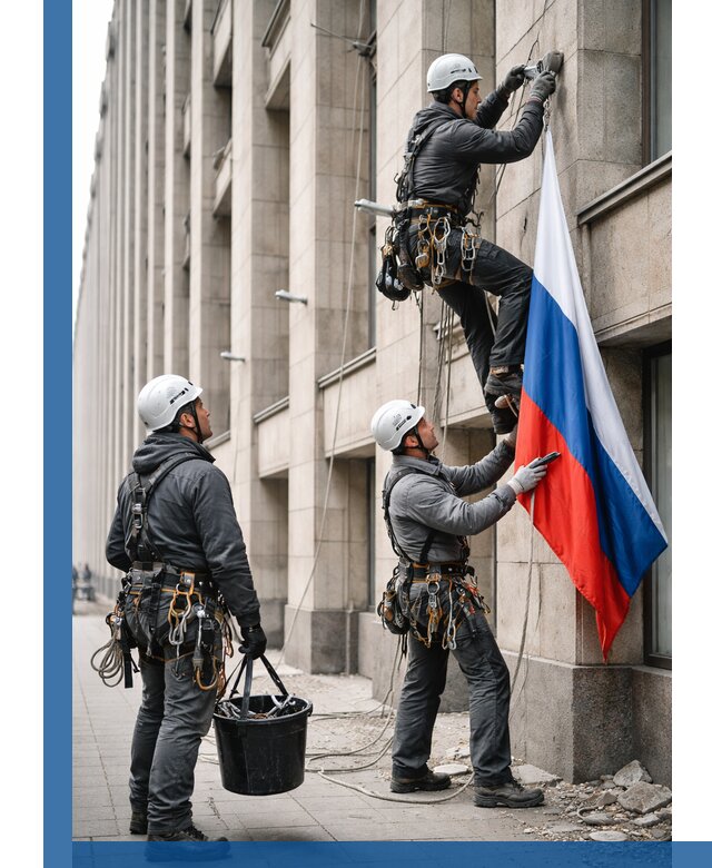 Профессиональная установка флагов на фасаде в Ахтубинске