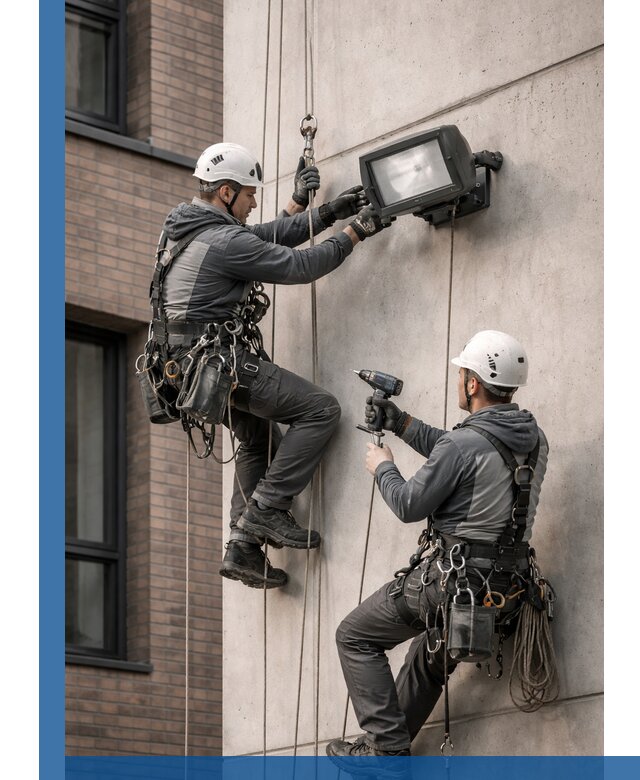 Профессиональный монтаж фасадных прожекторов в Ахтубинске под ключ