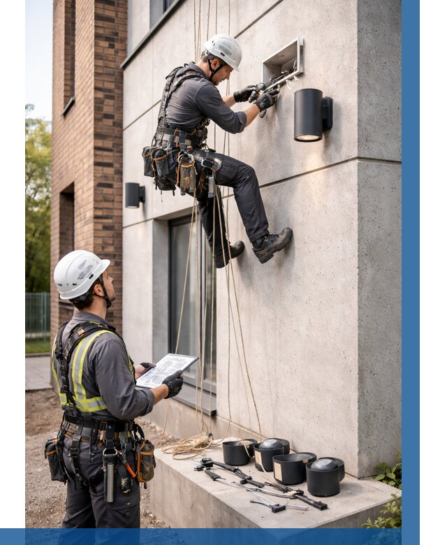 Монтаж фасадного освещения в Ахтубинске от 2589 р. | ВЫСОТНИК-Хтб