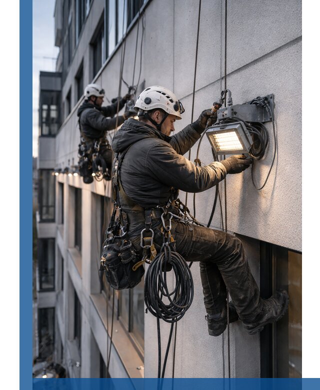 Монтаж фасадного освещения в Ахтубинске установка и подключение