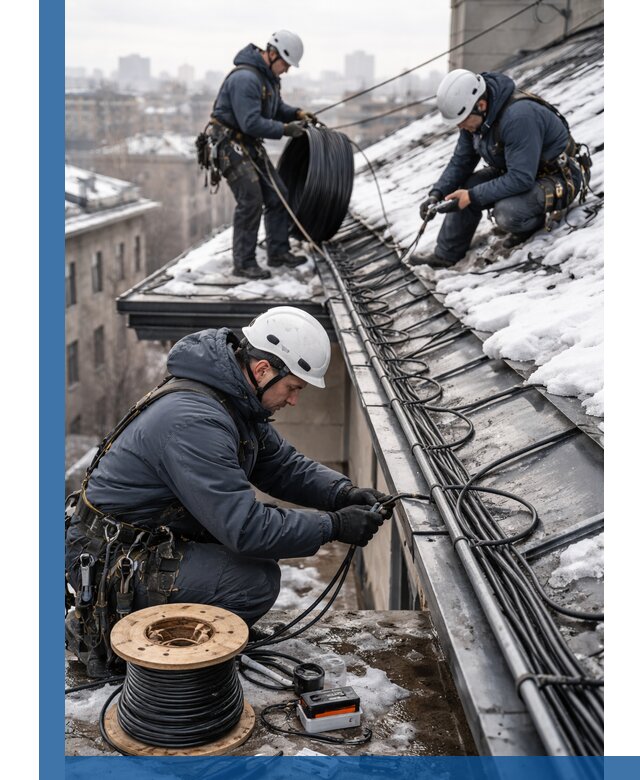Монтаж греющего кабеля на кровле в Ахтубинске под ключ