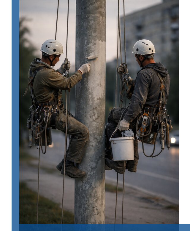 Покраска опор освещения и антикоррозийная защита в Ахтубинске
