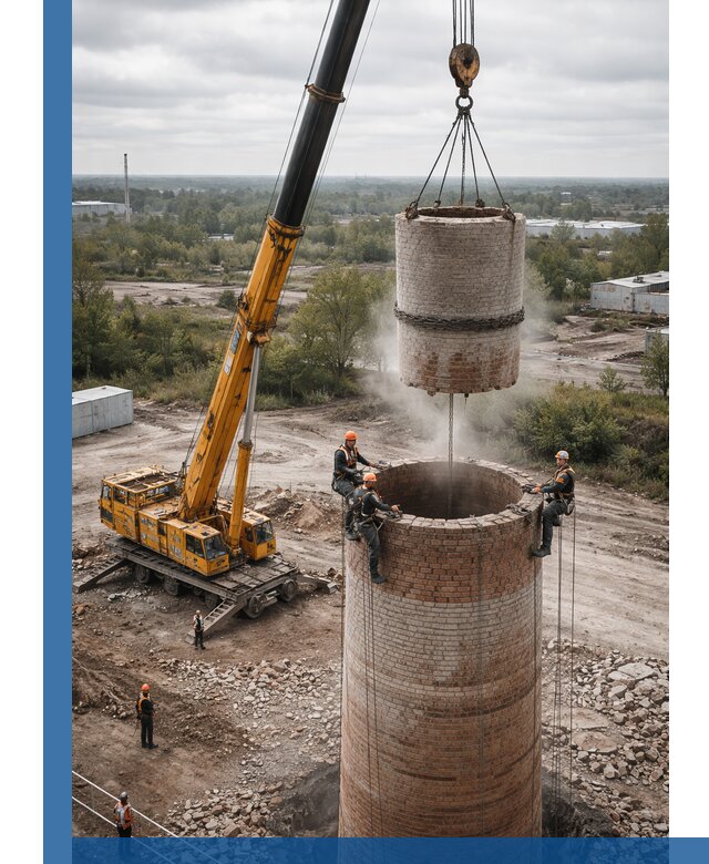 Демонтаж дымовой трубы в Ахтубинске с гарантиями безопасности