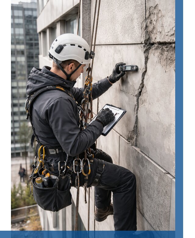 Обследование фасада альпинистами в Ахтубинске от 124 р. | ВЫСОТНИК-Хтб